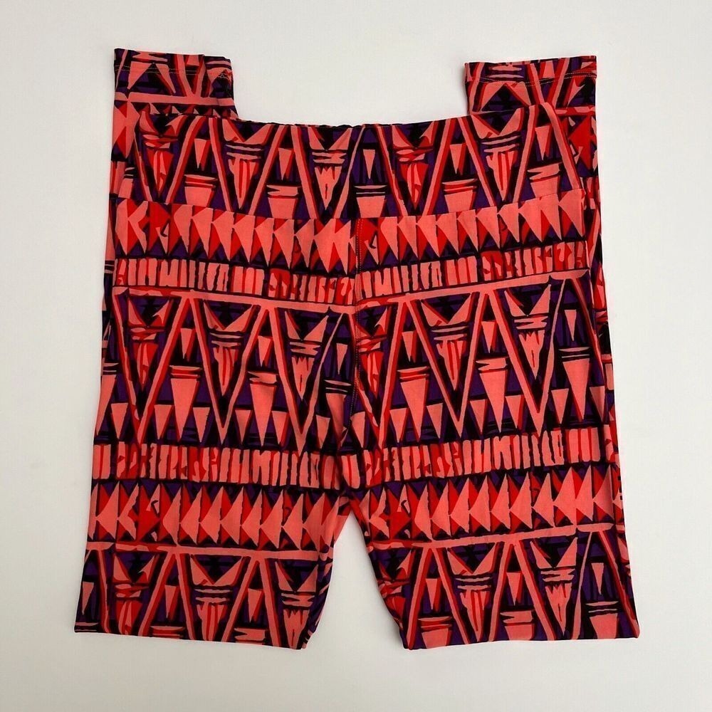 LuLaRoe Red & Purple‎ Geometric Pattern Leggings, Lularoe Patterned Leggings Q9